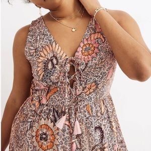 Madewell boho print v neck midi dress